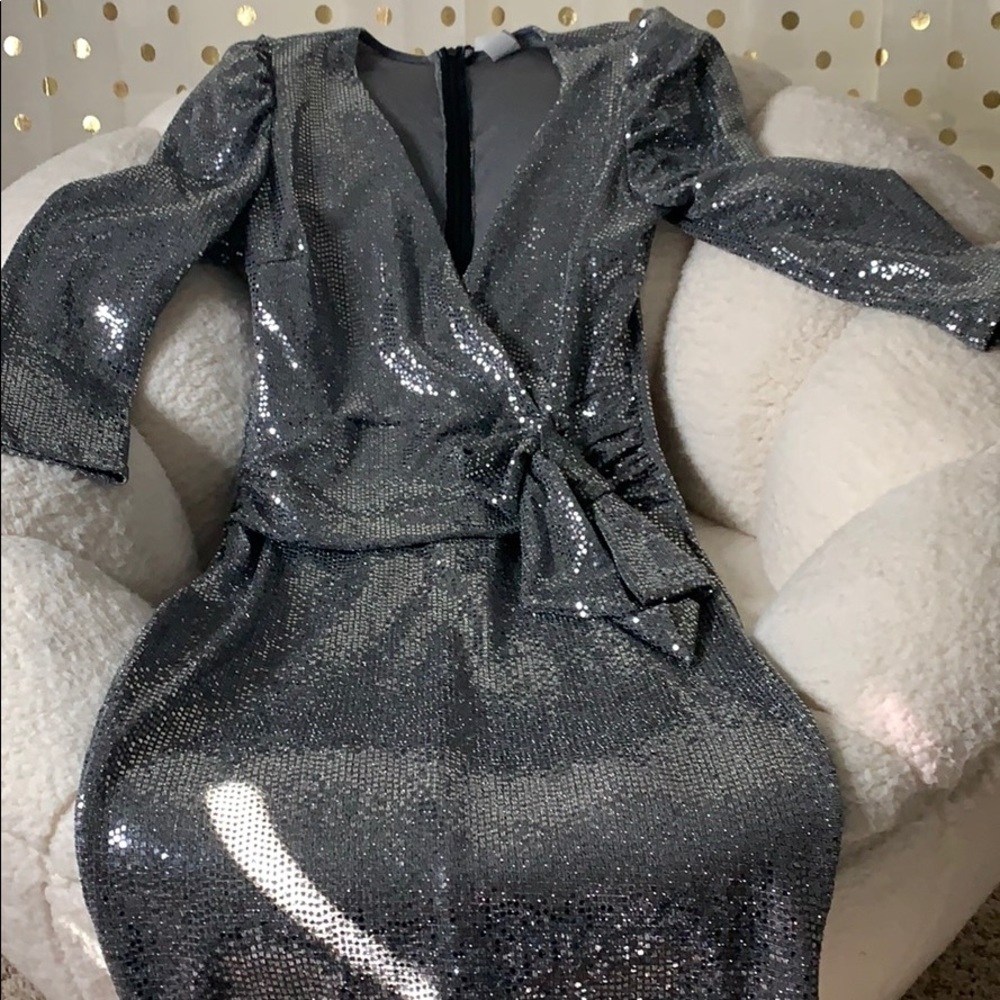 Sexy Silver Sequin Dress Size Large